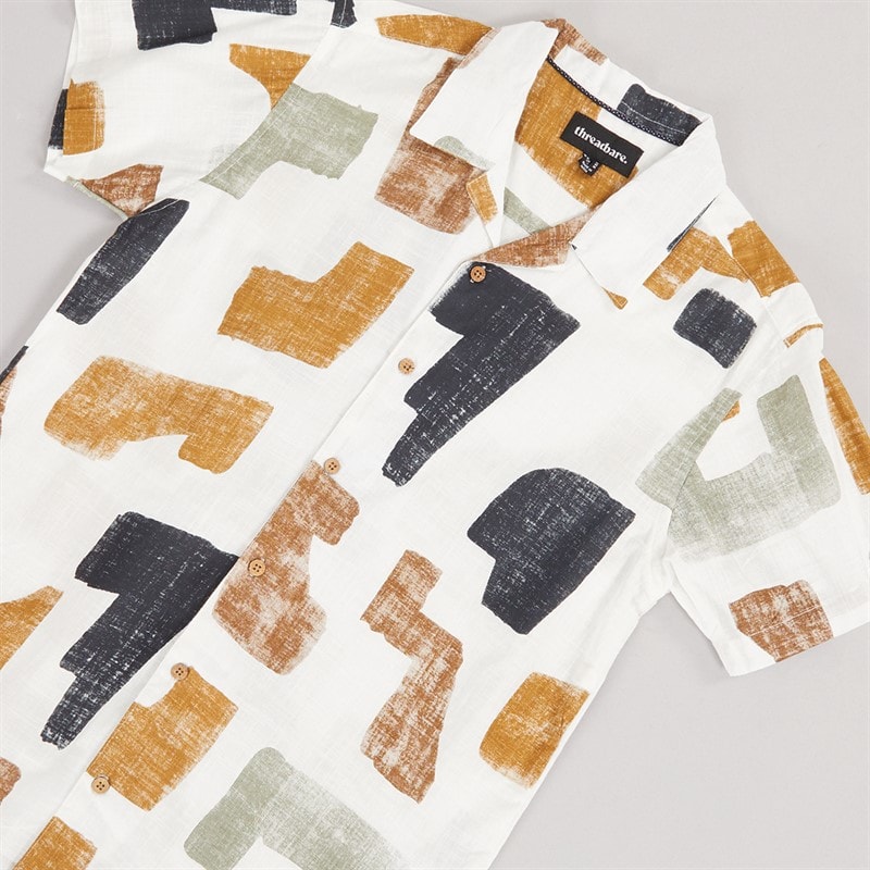 THREADBARE Mens Pavilion Short Sleeve Shirt White - Image 3