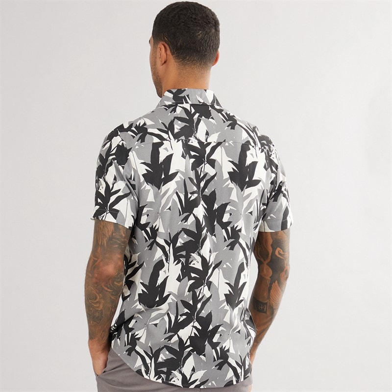 THREADBARE Mens Jungle Short Sleeve Shirt Black - Image 2