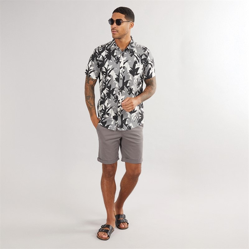 THREADBARE Mens Jungle Short Sleeve Shirt Black - Image 4