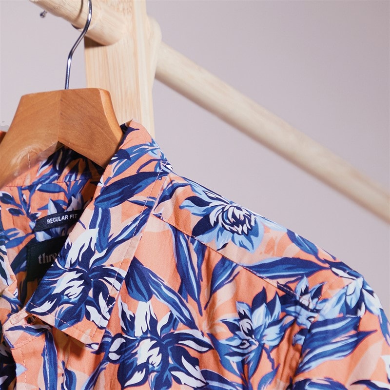 THREADBARE Mens Latham Short Sleeve Shirt Peach - Image 3