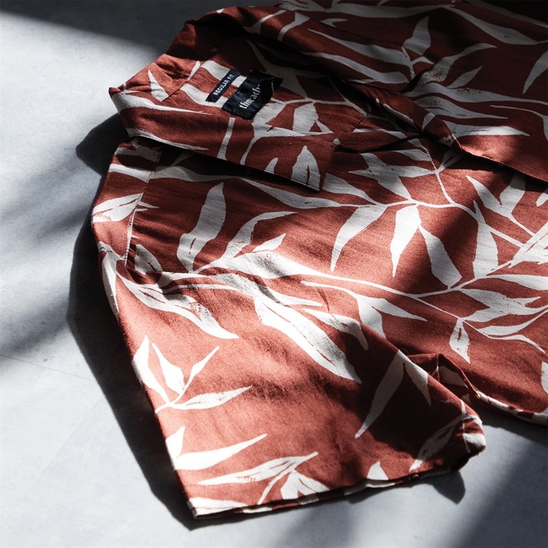THREADBARE Mens Bamba Short Sleeve Shirt Rust - Image 3