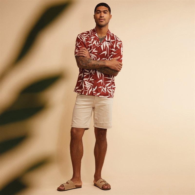 THREADBARE Mens Bamba Short Sleeve Shirt Rust - Image 4