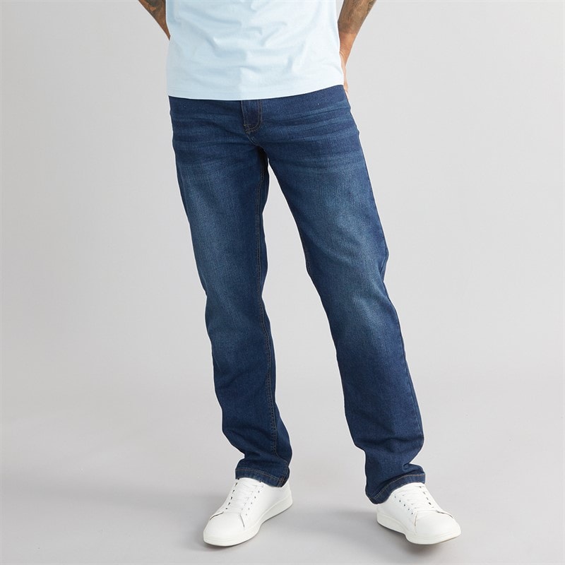 THREADBARE Mens Canter Straight Fit Jeans Vintage Wash - Image 1