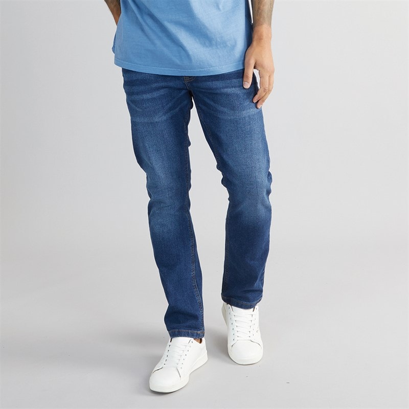 THREADBARE Mens Isling Slim Fit Jeans Mid Wash - Image 1