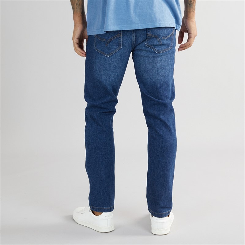 THREADBARE Mens Isling Slim Fit Jeans Mid Wash - Image 2