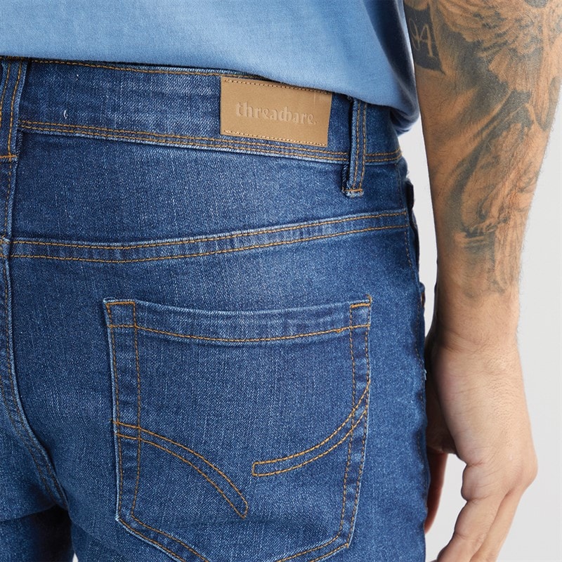 THREADBARE Mens Isling Slim Fit Jeans Mid Wash - Image 3
