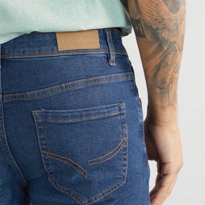 THREADBARE Mens Isling Slim Fit Jeans Vintage Wash - Image 3