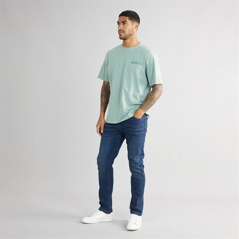THREADBARE Mens Isling Slim Fit Jeans Vintage Wash - Image 4