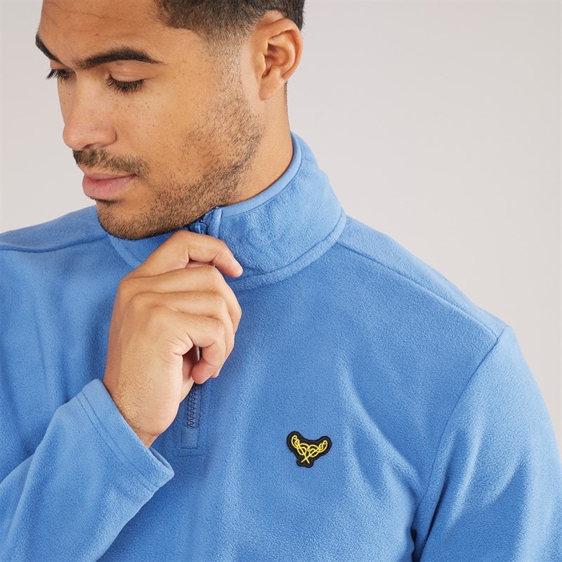 THREADBARE Mens Blade 1/4 Zip Fleece Cobalt - Image 3