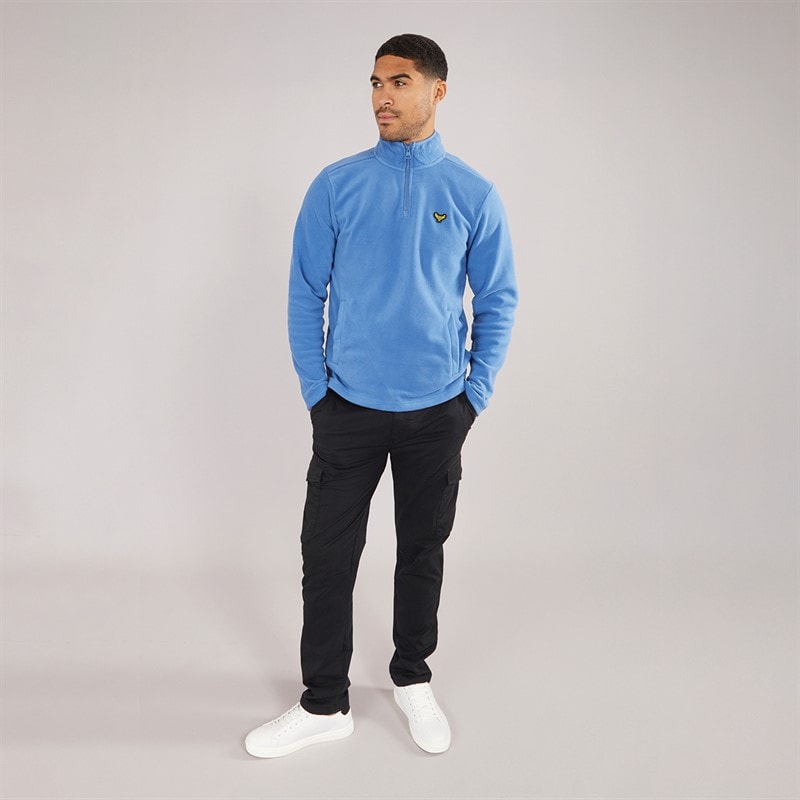 THREADBARE Mens Blade 1/4 Zip Fleece Cobalt - Image 4