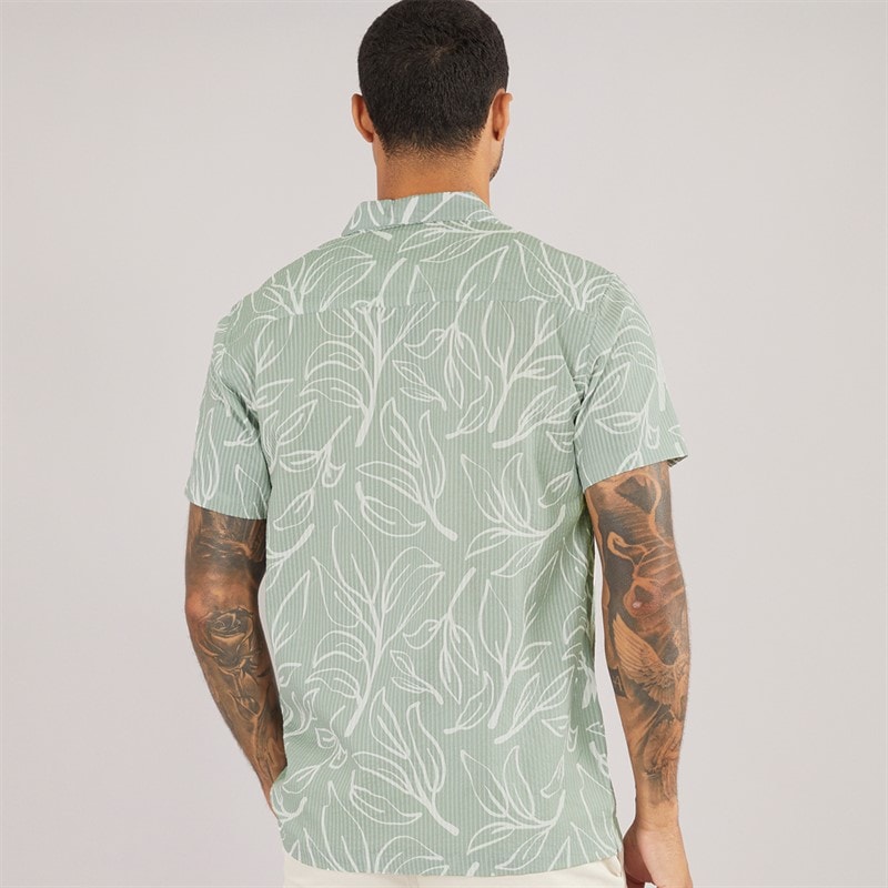 THREADBARE Mens Pick Short Sleeve Shirt Sage - Image 2