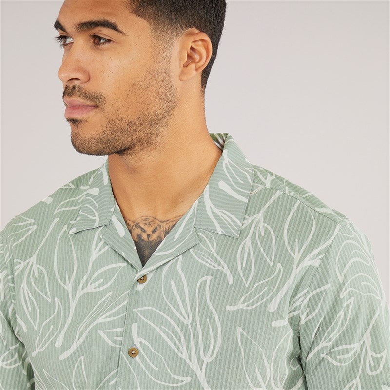 THREADBARE Mens Pick Short Sleeve Shirt Sage - Image 3