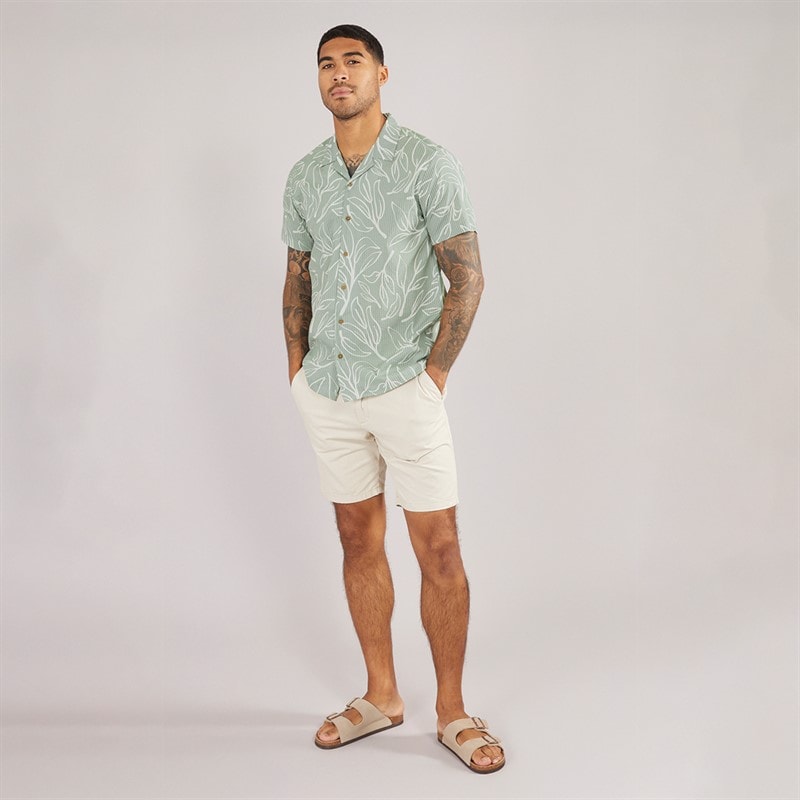 THREADBARE Mens Pick Short Sleeve Shirt Sage - Image 4