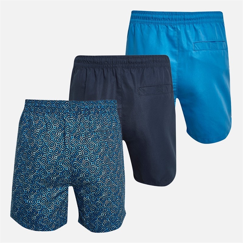 THREADBARE Mens Jo Three Pack Swim Shorts Royal/Navy/Navy - Image 2