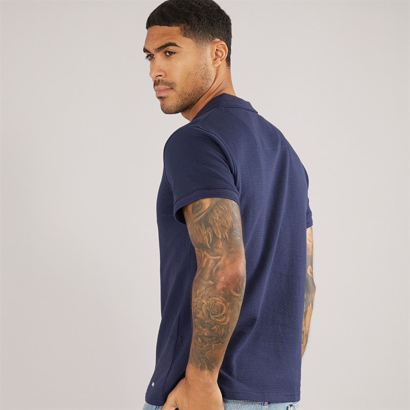 Threadbare Mens Beding Trophy Neck Polo Shirt Navy - Image 2