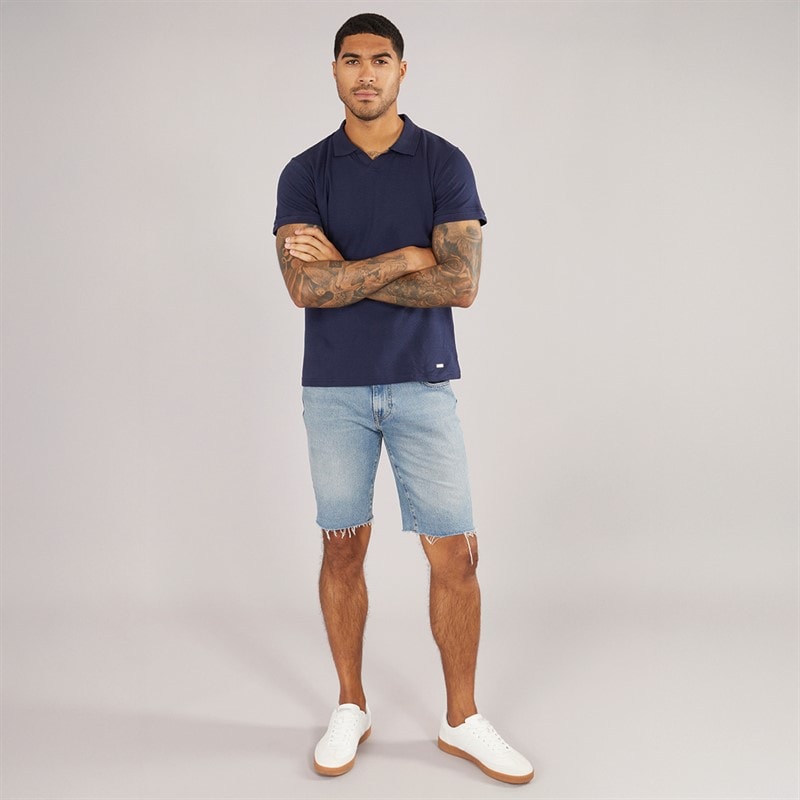 Threadbare Mens Beding Trophy Neck Polo Shirt Navy - Image 4