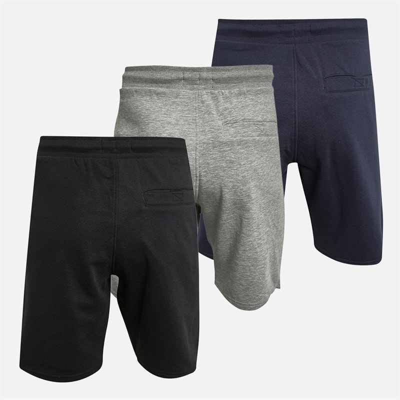 THREADBARE Mens Apricot Three Pack Shorts Black/Navy/Grey Marl - Image 2
