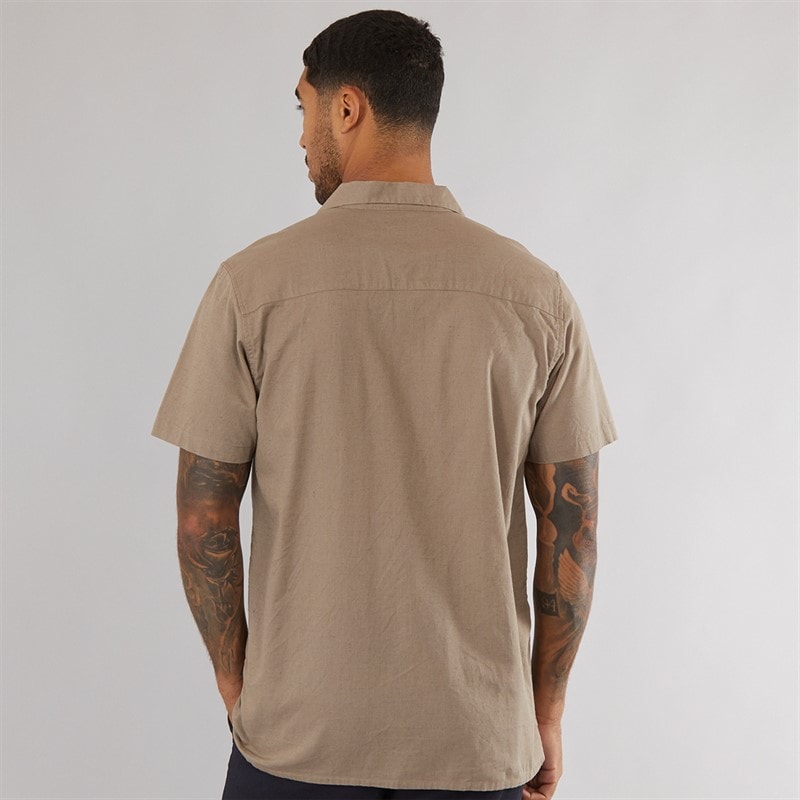 THREADBARE Mens Map Shirt Natural - Image 2