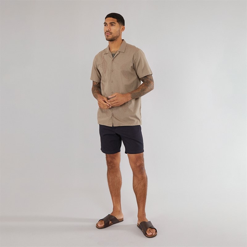 THREADBARE Mens Map Shirt Natural - Image 4