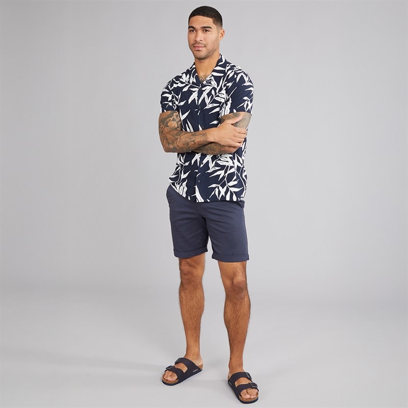 THREADBARE Mens Bamba Short Sleeve Shirt Navy - Image 3