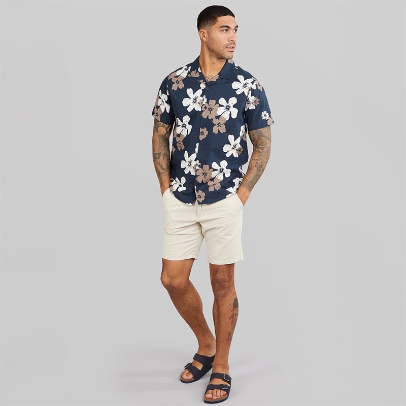 THREADBARE Mens Terrace Short Sleeve Shirt Navy - Image 3