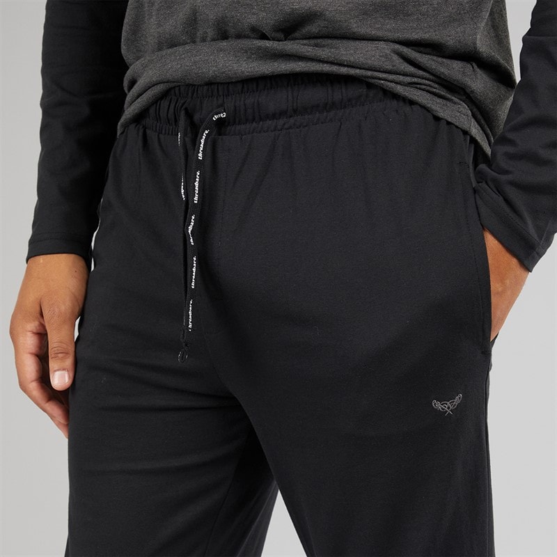 THREADBARE Mens Baddaway Pyjama Set Charcoal Marl/Black - Image 3