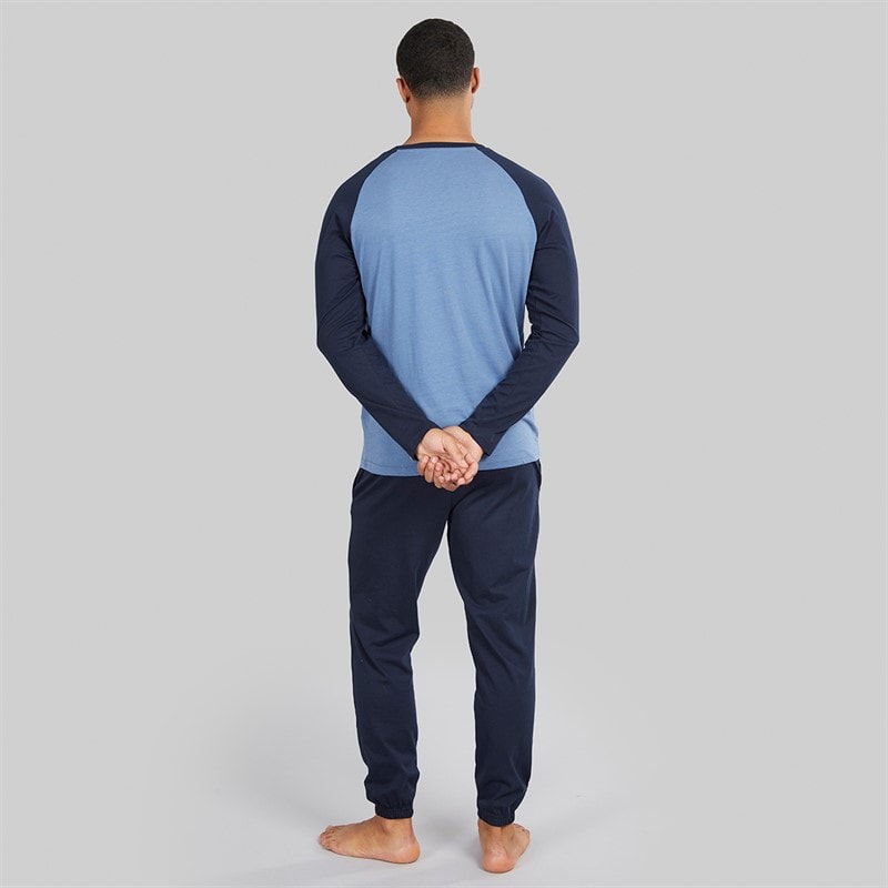 THREADBARE Mens Baddaway Pyjama Set Navy/Denim Marl Navy / Denim Marl - Image 2