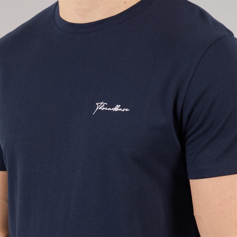 THREADBARE Mens Wells T-Shirt And Shorts Pyjama Set Navy - Image 3