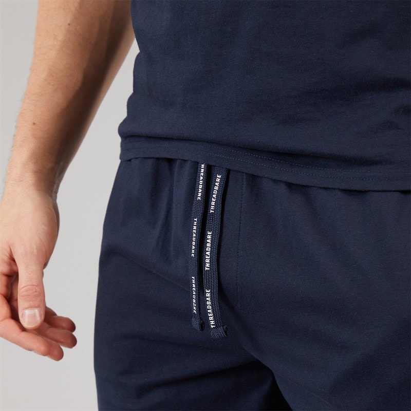THREADBARE Mens Wells T-Shirt And Shorts Pyjama Set Navy - Image 5