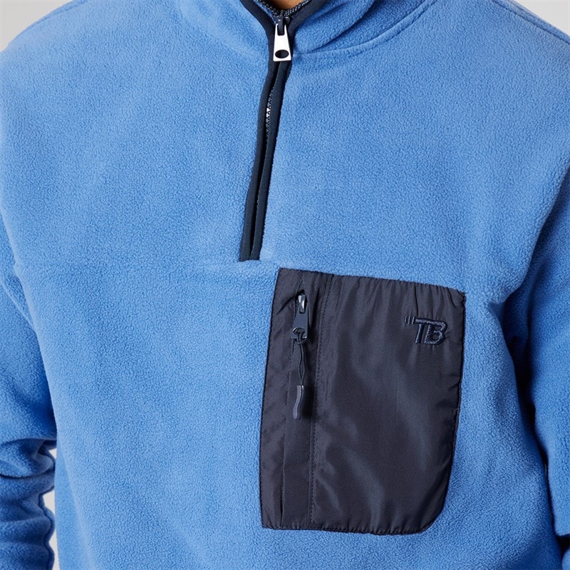 THREADBARE Mens Latrigg 1/4 Zip Fleece Colbalt/Navy - Image 3