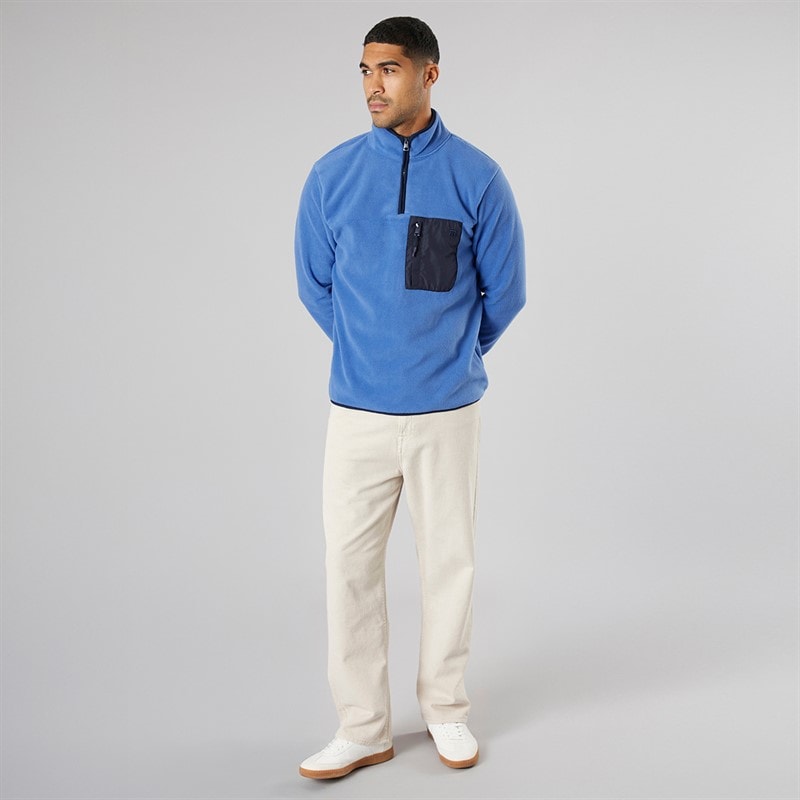 THREADBARE Mens Latrigg 1/4 Zip Fleece Colbalt/Navy - Image 4
