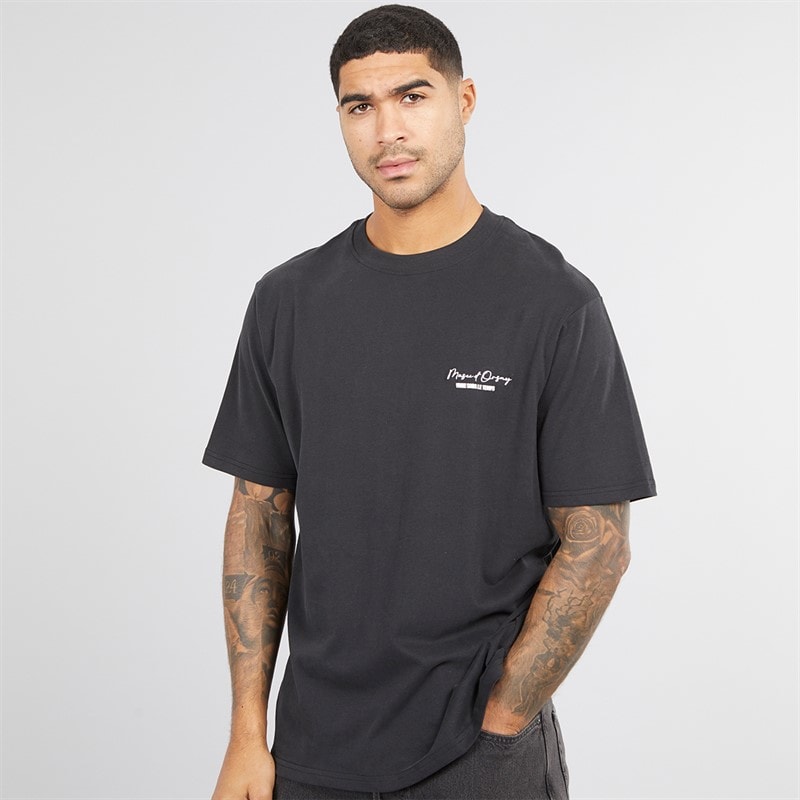 THREADBARE Mens Holl Relaxed Fit Graphic T-Shirt Black - Image 1