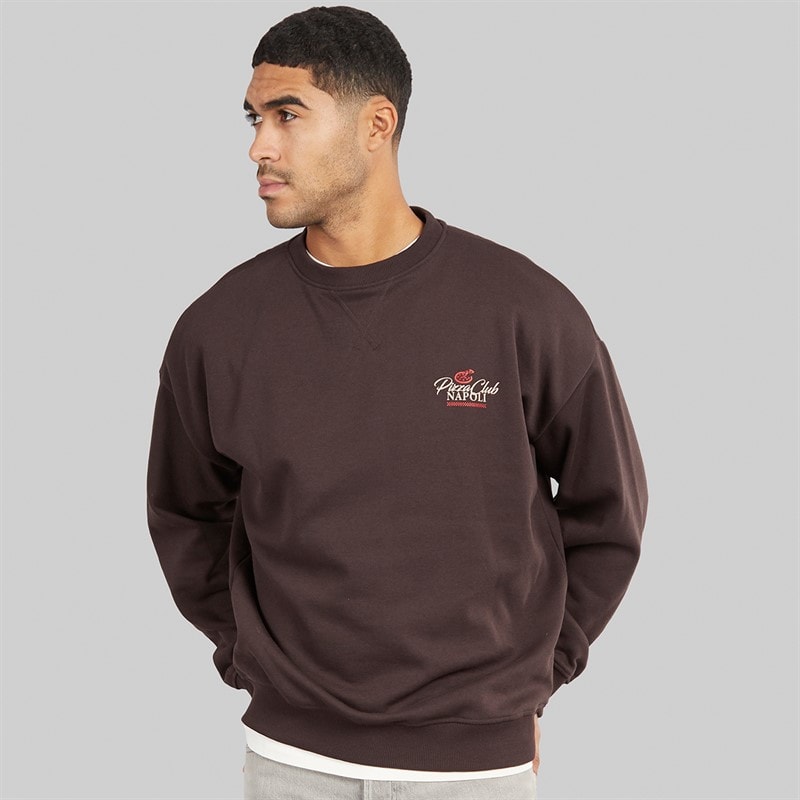 THREADBARE Mens Nara Crew Neck Fleece Chocolate Torte - Image 2