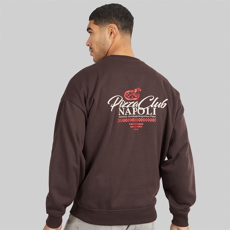 THREADBARE Mens Nara Crew Neck Fleece Chocolate Torte - Image 3