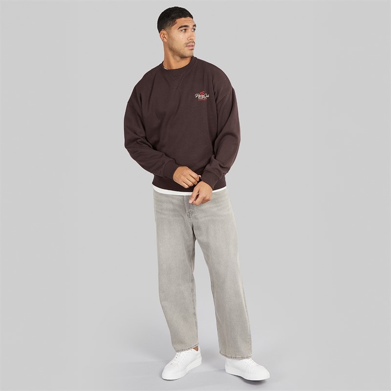 THREADBARE Mens Nara Crew Neck Fleece Chocolate Torte - Image 4
