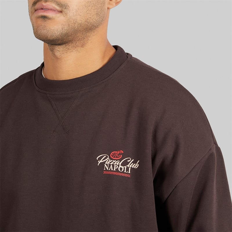THREADBARE Mens Nara Crew Neck Fleece Chocolate Torte - Image 5