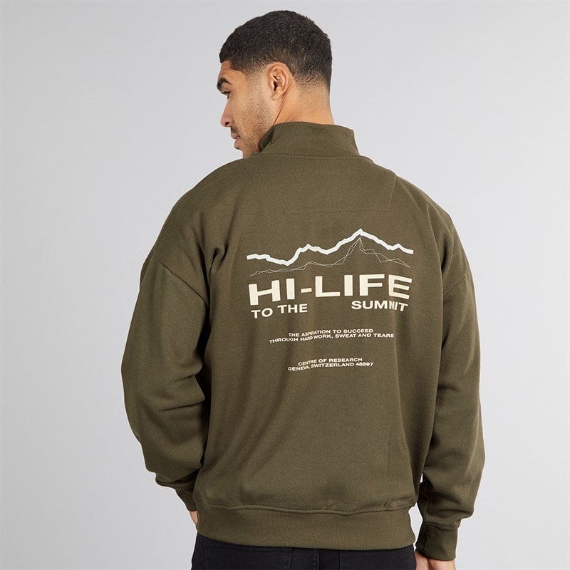 THREADBARE Mens Hakoda 1/4 Zip Fleece Dark Khaki - Image 3