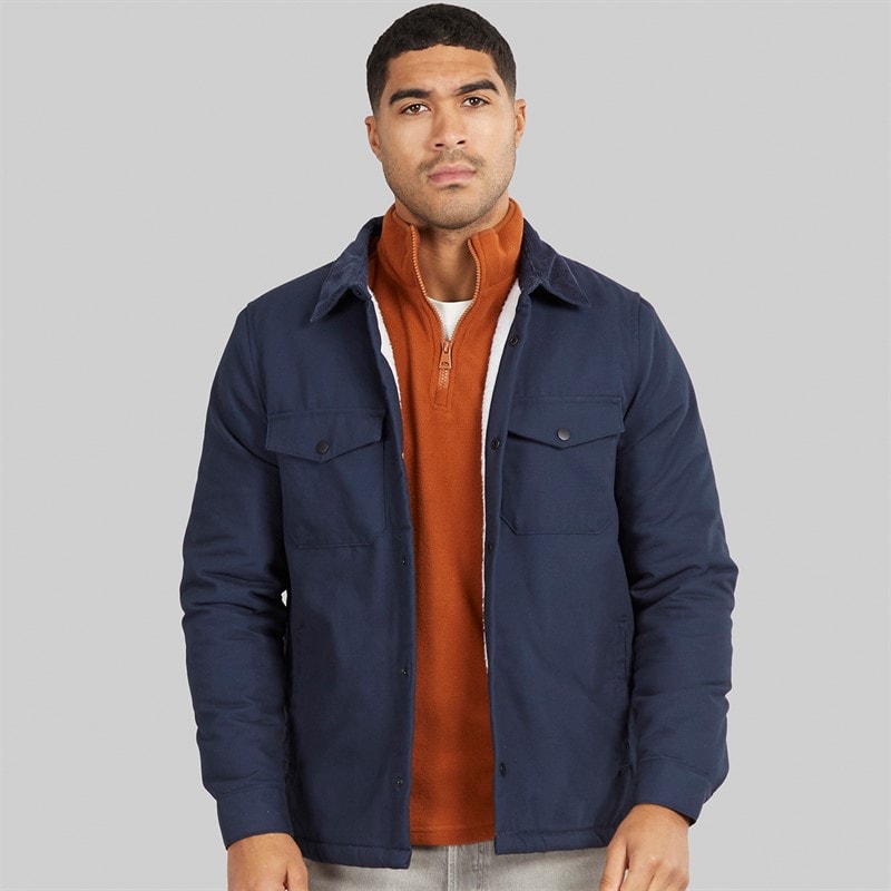 THREADBARE Mens Cottage Shacket Navy - Image 1