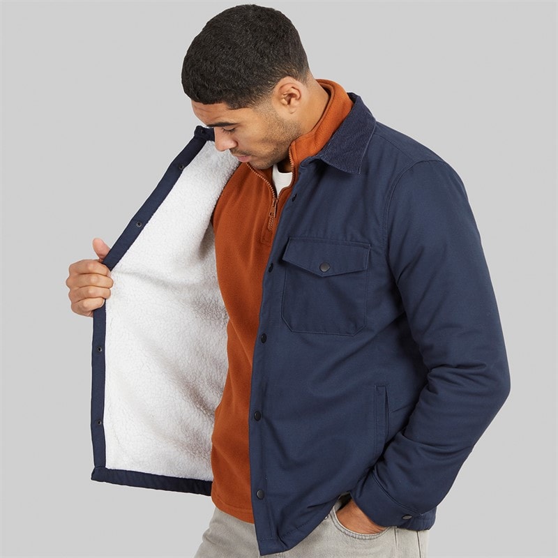 THREADBARE Mens Cottage Shacket Navy - Image 3