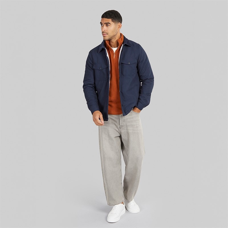 THREADBARE Mens Cottage Shacket Navy - Image 4