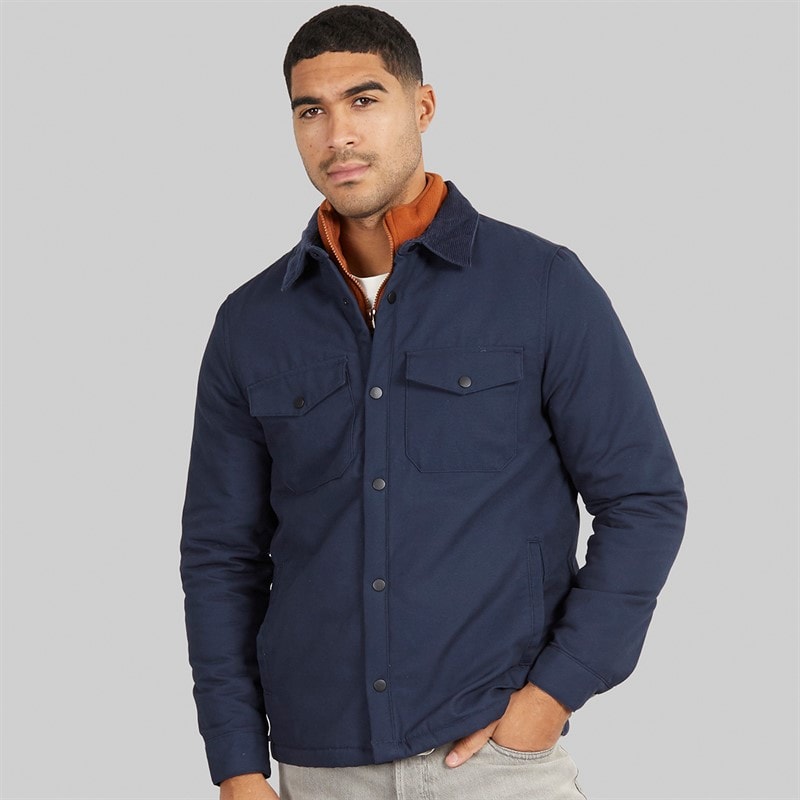 THREADBARE Mens Cottage Shacket Navy - Image 5