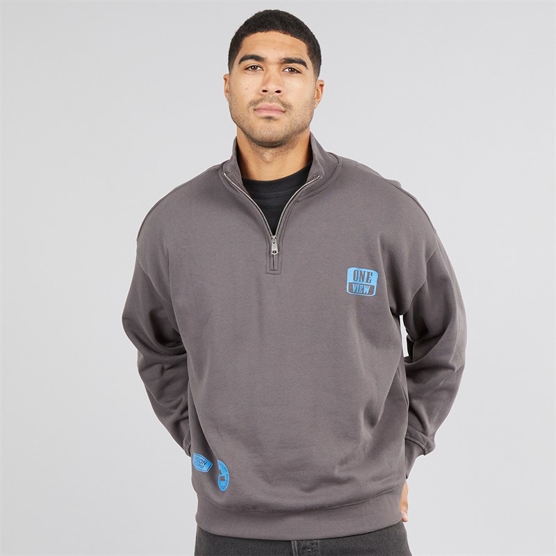 THREADBARE Mens Bloss 1/4 Zip Fleece Slate - Image 2