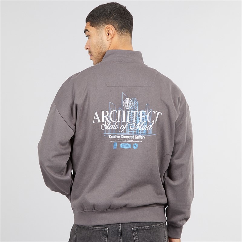 THREADBARE Mens Bloss 1/4 Zip Fleece Slate - Image 3