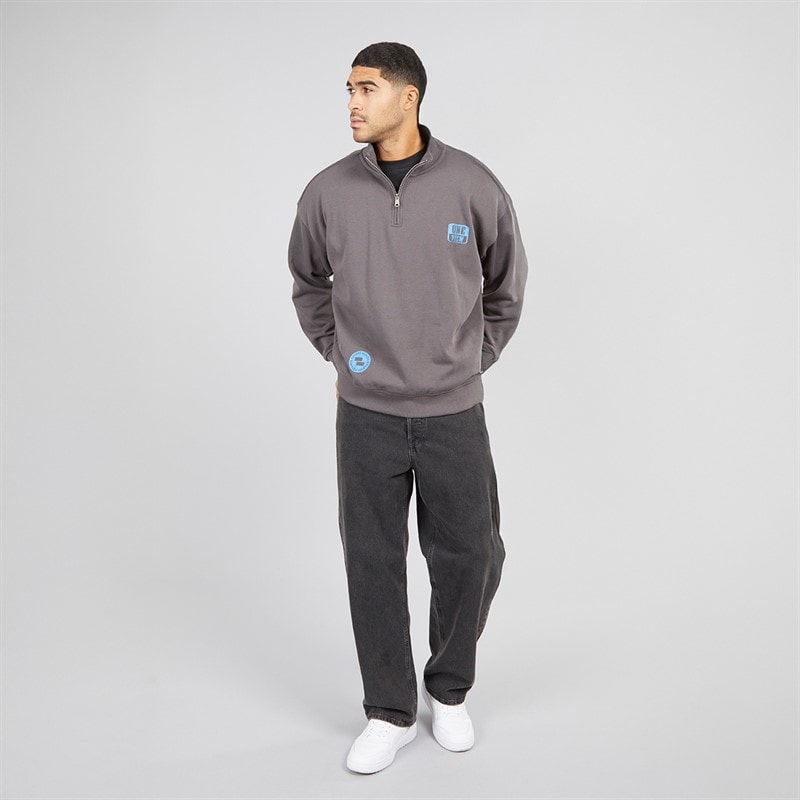 THREADBARE Mens Bloss 1/4 Zip Fleece Slate - Image 4