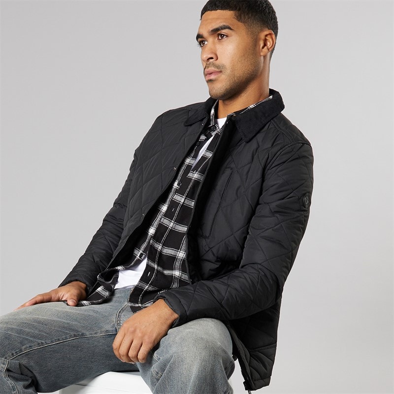 THREADBARE Mens Townton Quilted Jacket Black - Image 1
