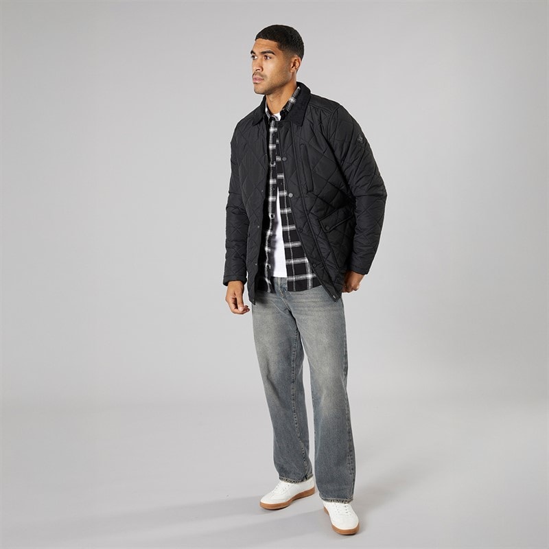THREADBARE Mens Townton Quilted Jacket Black - Image 4