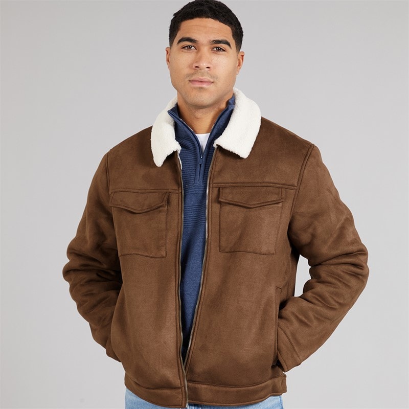THREADBARE Mens Olpherts Jacket Taupe/Cream - Image 1