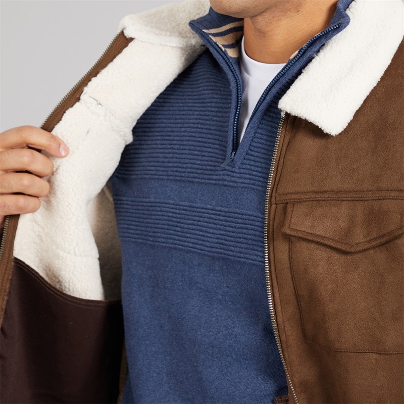 THREADBARE Mens Olpherts Jacket Taupe/Cream - Image 3