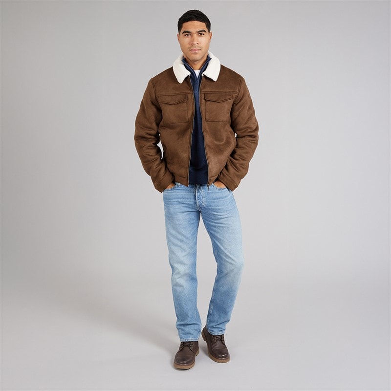 THREADBARE Mens Olpherts Jacket Taupe/Cream - Image 4