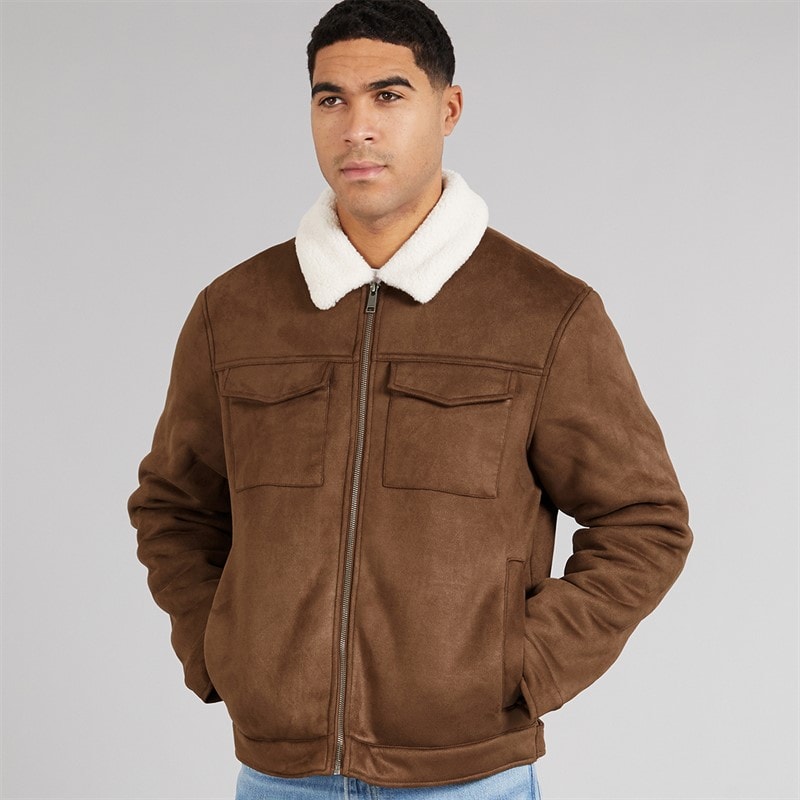 THREADBARE Mens Olpherts Jacket Taupe/Cream - Image 5